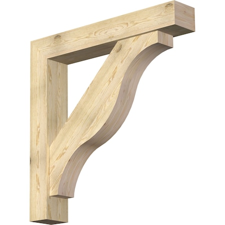 Ekena Millwork Funston Block Rough Sawn Bracket w/ Offset Brace, Douglas Fir, 8"W x 48"D x 48"H BKT0806X48X48FST05RDF